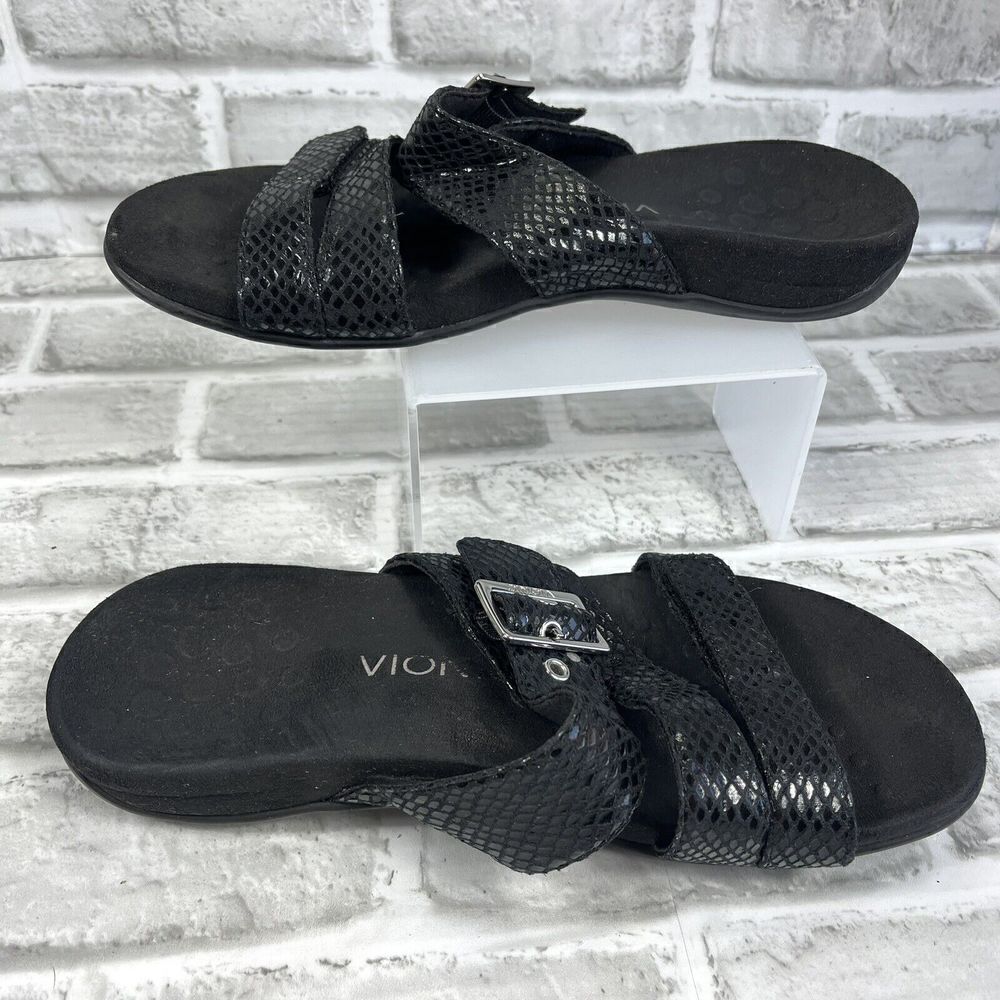 Vionic Skylar Orthaheel Women's Size 7 Black Slide Buckle Comfort Sandals - Picture 3 of 12